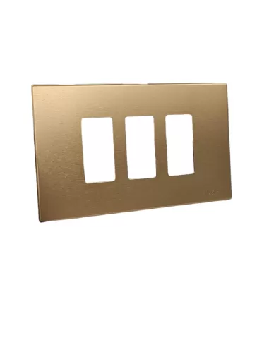 Placa Vimar 08637.BR Serie 8000 de 3 módulos con acabado bronce a presión de aluminio